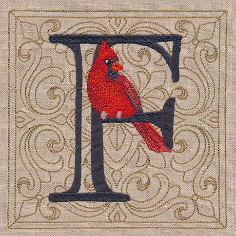 For the Love of Birds Square - Letter F and Male Cardinal