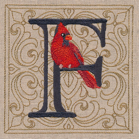 For the Love of Birds Square - Letter F and Male Cardinal