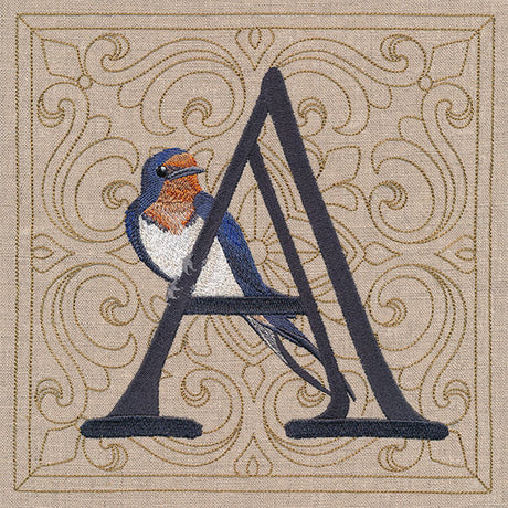 For the Love of Birds Square - Letter A and Eastern Bluebird