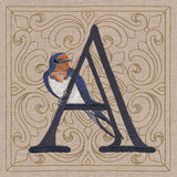 For the Love of Birds Square - Letter A and Eastern Bluebird
