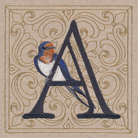 For the Love of Birds Square - Letter A and Eastern Bluebird