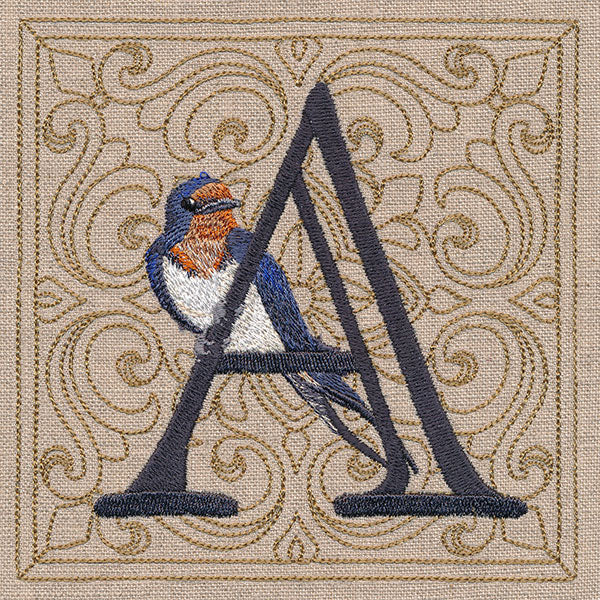 For the Love of Birds Square - Letter A and Eastern Bluebird