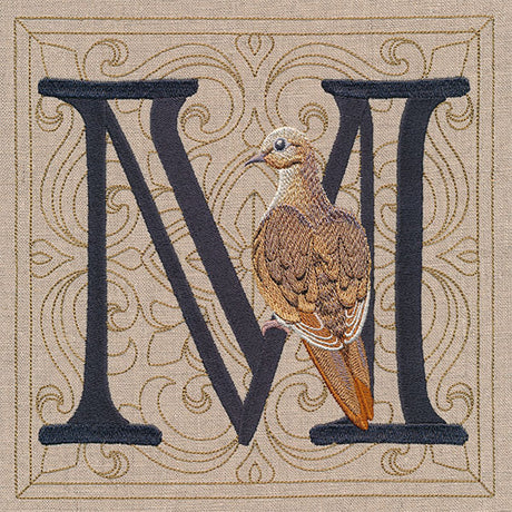 For the Love of Birds Square - Letter M and Mourning Dove