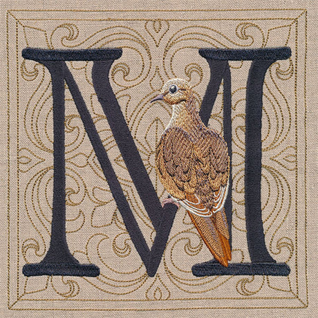 For the Love of Birds Square - Letter M and Mourning Dove
