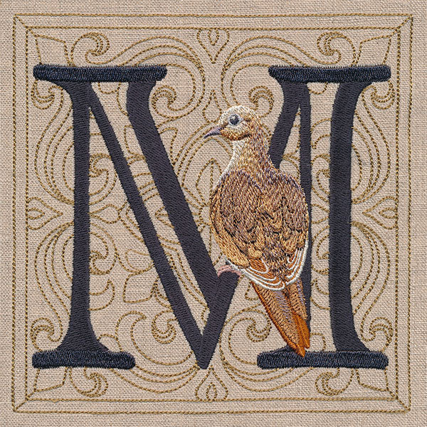For the Love of Birds Square - Letter M and Mourning Dove