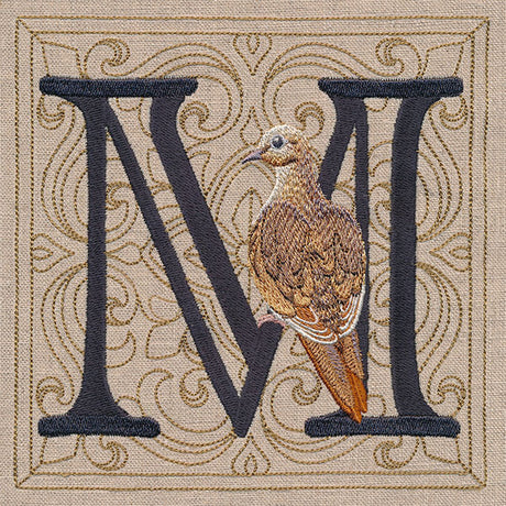 For the Love of Birds Square - Letter M and Mourning Dove