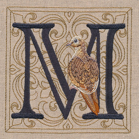For the Love of Birds Square - Letter M and Mourning Dove