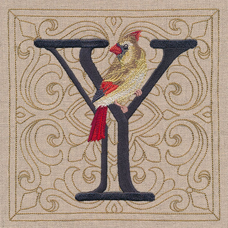For the Love of Birds Square - Letter Y and Female Cardinal