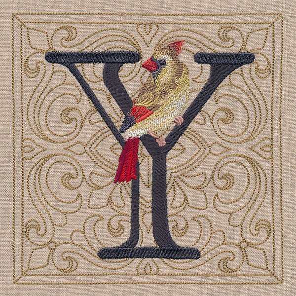 For the Love of Birds Square - Letter Y and Female Cardinal