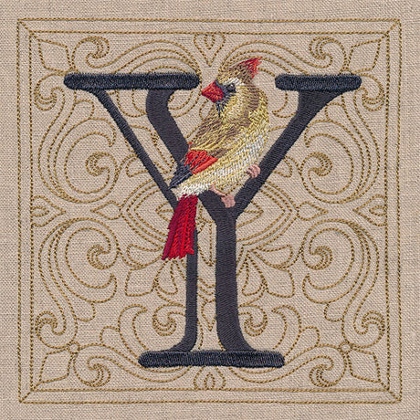 For the Love of Birds Square - Letter Y and Female Cardinal