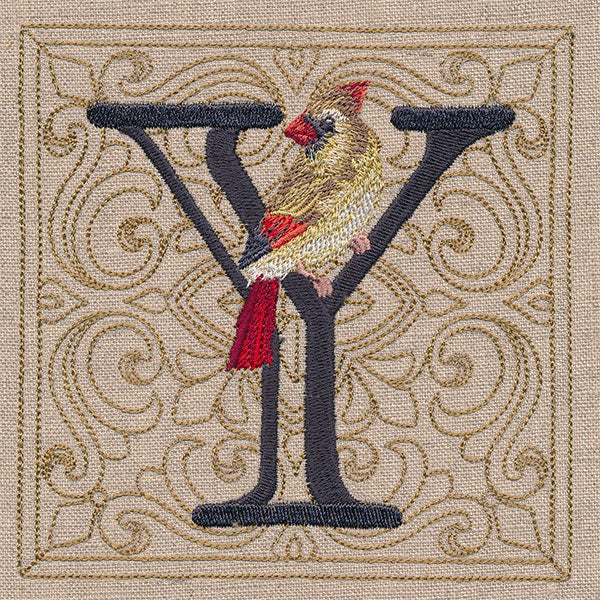 For the Love of Birds Square - Letter Y and Female Cardinal