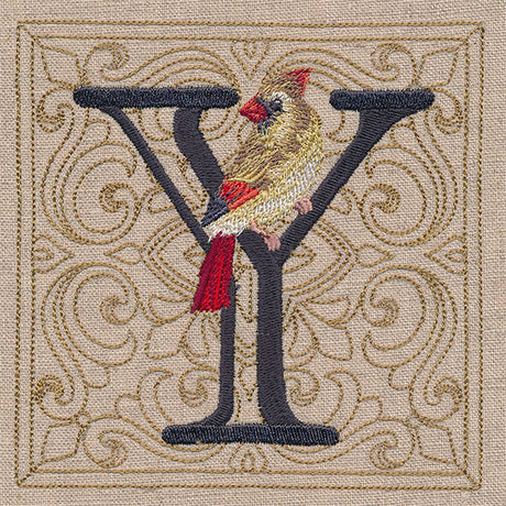 For the Love of Birds Square - Letter Y and Female Cardinal