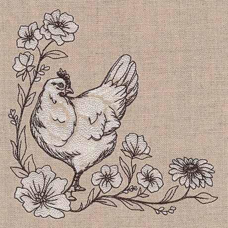 In Your Corner of the Country Hen Etching