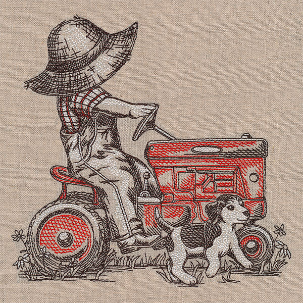 Life on the Tractor Farmer Fred Etching