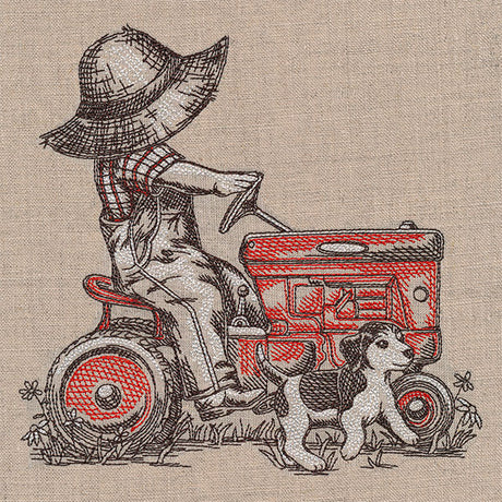 Life on the Tractor Farmer Fred Etching