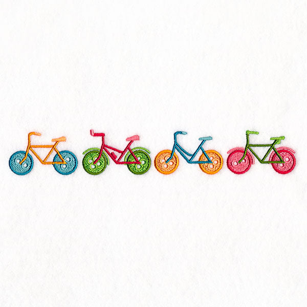 Cruising on Buttons Bicycle Border