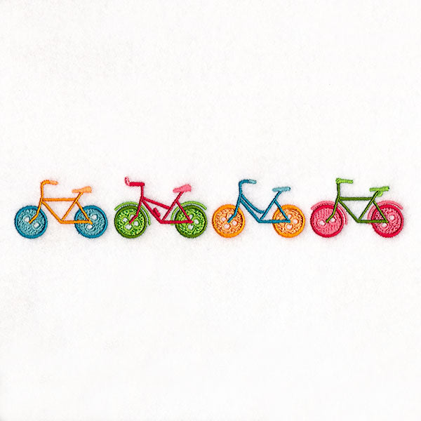 Cruising on Buttons Bicycle Border