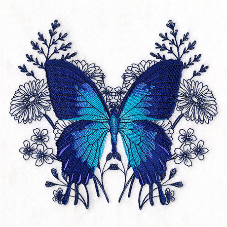 Ulysses Swallowtail Butterfly and Asters