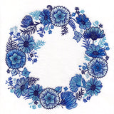 Delft Blue Flowers Kitchen Wreath