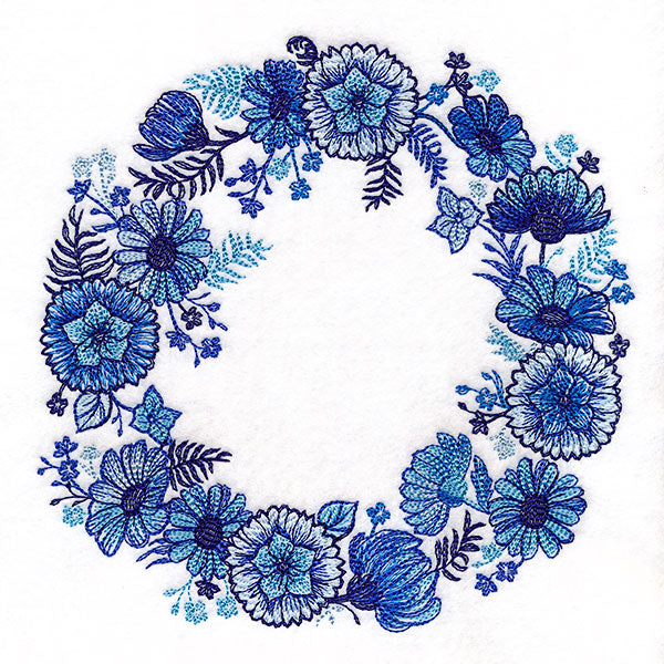Delft Blue Flowers Kitchen Wreath
