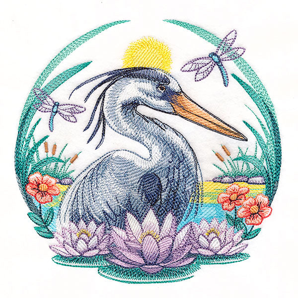 On the Pond at Sunset Blue Heron Wreath