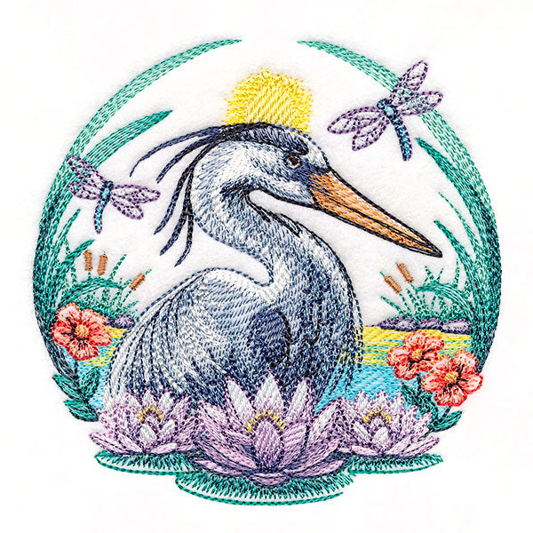 On the Pond at Sunset Blue Heron Wreath