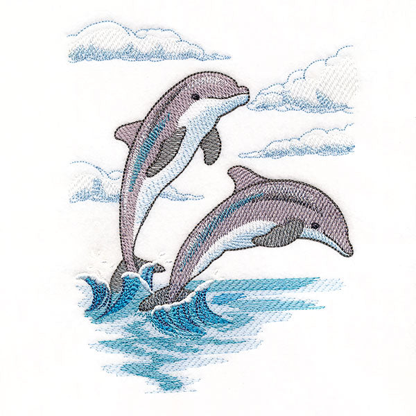 Leaping by the Seaside Dolphins