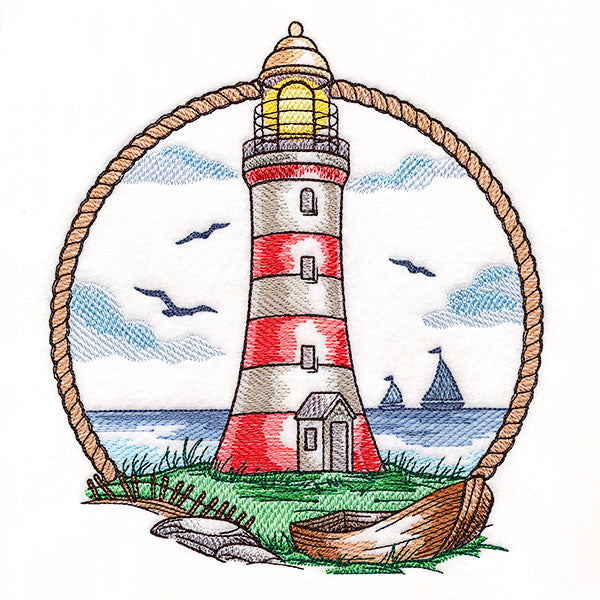 Lighthouse by the Bay Wreath Scene