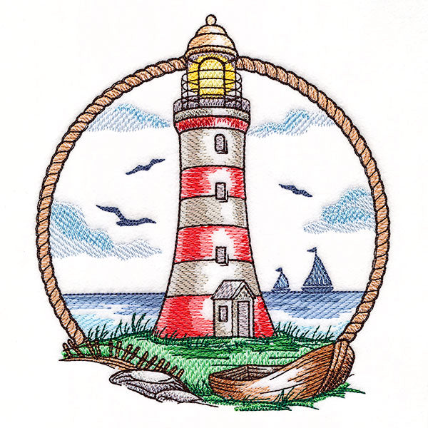 Lighthouse by the Bay Wreath Scene