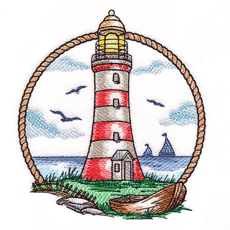 Lighthouse by the Bay Wreath Scene