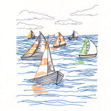 Sailboats in the Regatta Oceanside Etching Scene