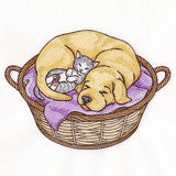 Cuddling Friends Cat and Dog