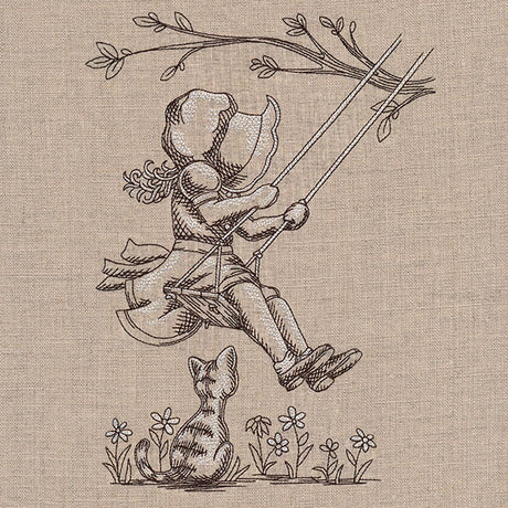 Swinging on Trees Sunbonnet Sue