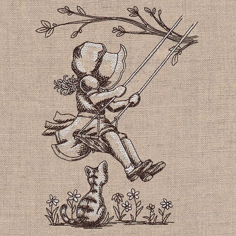 Swinging on Trees Sunbonnet Sue