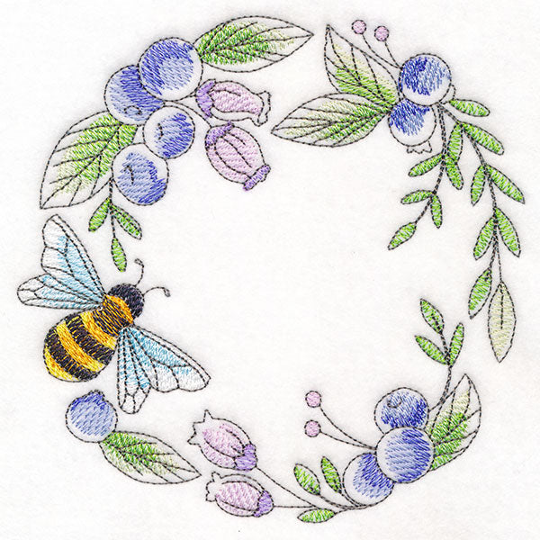 Buzzing Bee and Blueberries Wreath