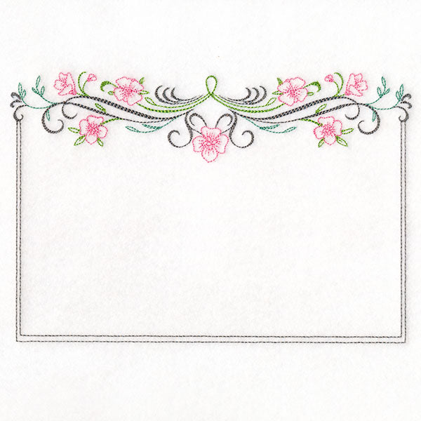 Calligraphy and Flowers Quilt Label