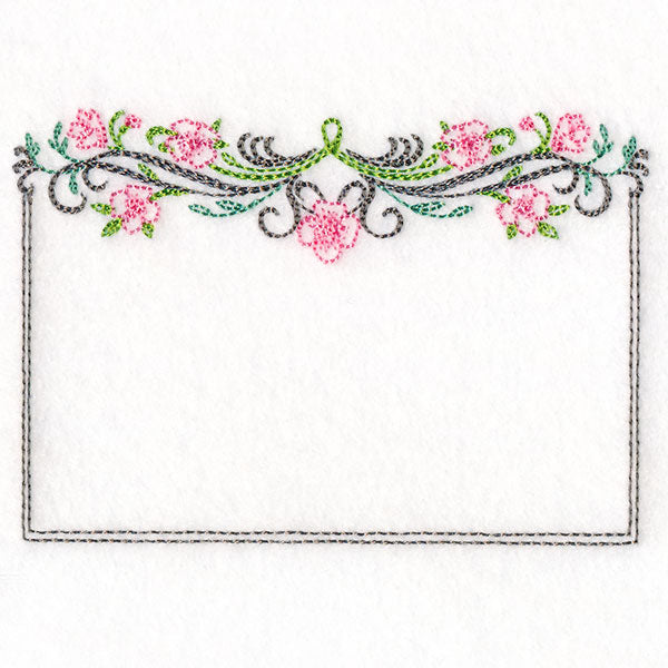 Calligraphy and Flowers Quilt Label