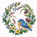 Bluebird in Flowers Wreath