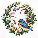 Bluebird in Flowers Wreath