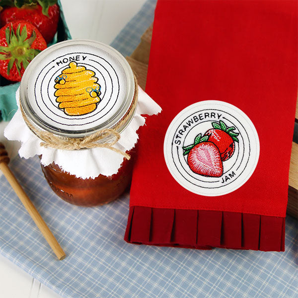 20-Piece Strawberry Jam Pot Cover Kit - Includes Wax Discs, Rubber Bands & Self-Adhesive Labels