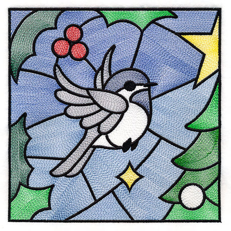 A Birds at Christmas Tree Scene Square 1