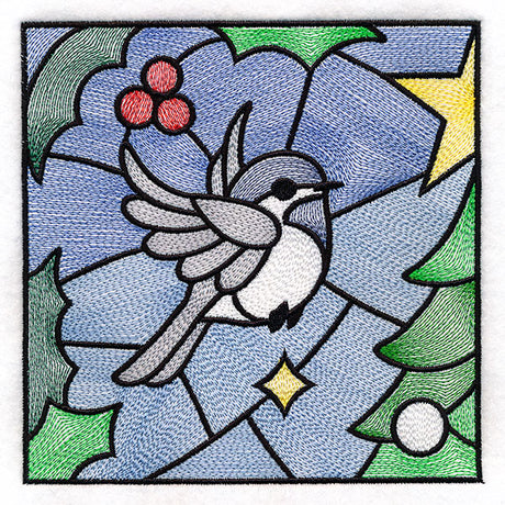 A Birds at Christmas Tree Scene Square 1