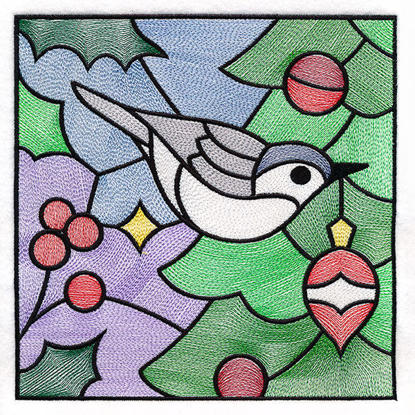 A Birds at Christmas Tree Scene Square 3