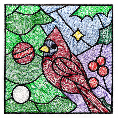A Birds at Christmas Tree Scene Square 4