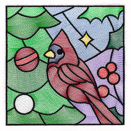 A Birds at Christmas Tree Scene Square 4