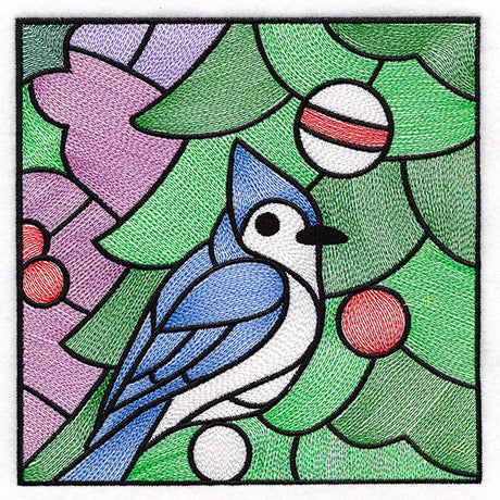 A Birds at Christmas Tree Scene Square 5