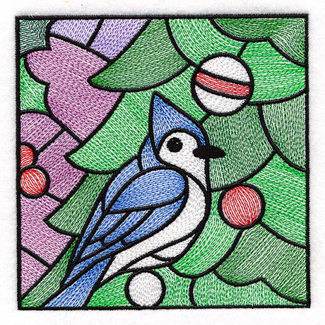 A Birds at Christmas Tree Scene Square 5