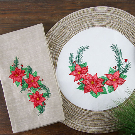 Textured Christmas Poinsettias Wreath