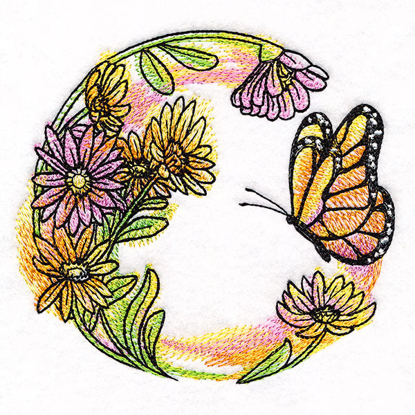 Butterfly & Flowers Wreath