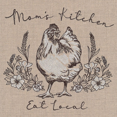 Mom’s Kitchen, Eat Local Chicken Etching